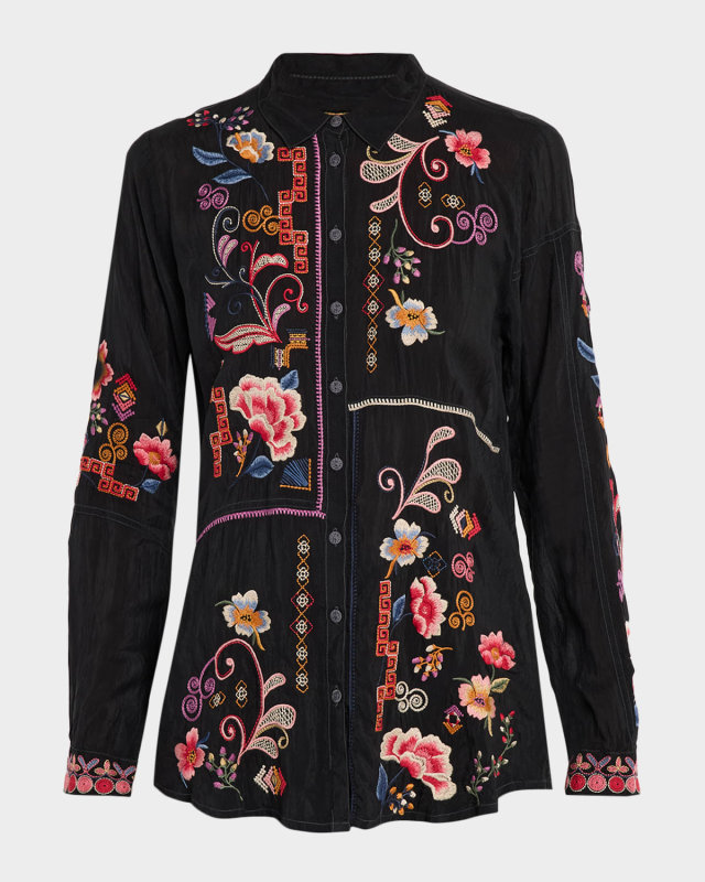 Marcia Embroidered Button-Front Shirt